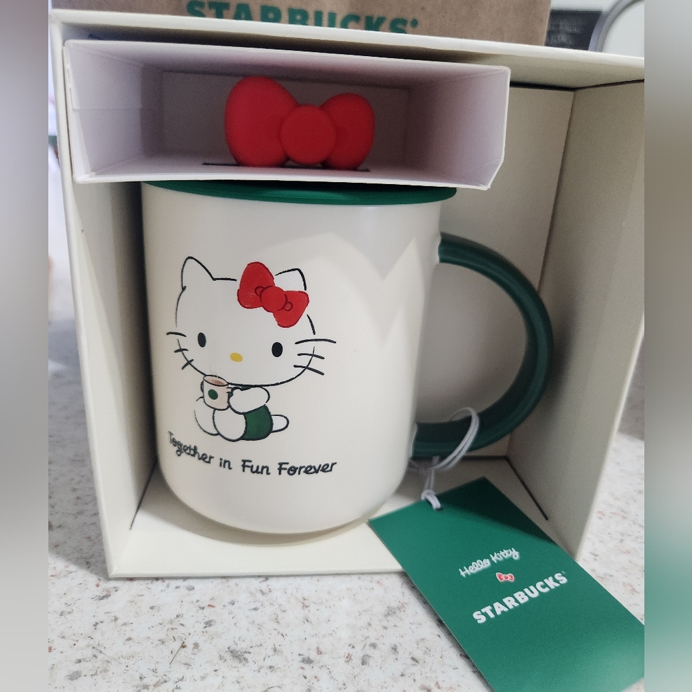 Starbucks Hello Kitty Mug with Red and Green Accents